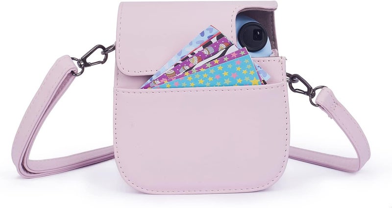 Phetium Instant mini 12 Camera Protective Case Compatible with Instax Mini 12 11,PU Leather Bag with Pocket and Adjustable Shoulder Strap (Blossom Pink) - Image 4